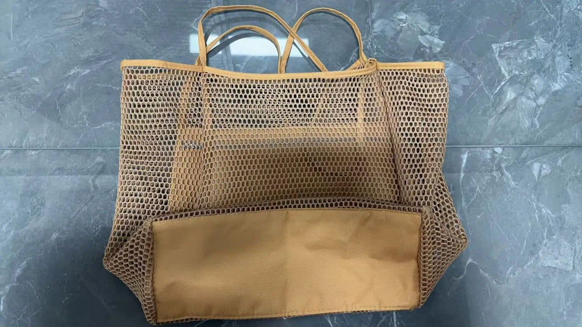 Homefish Large Capacity Woven Polyester Beach Tote Bag For Women Durable Open Top For Travel Shopping Daily Outdoor Use