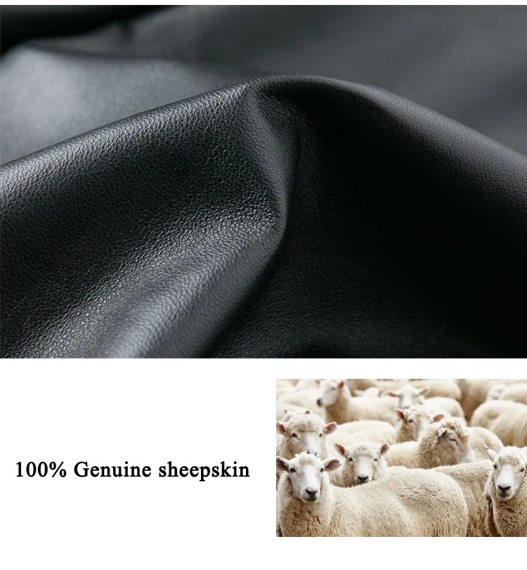 Genuine Leather Jacket for Women Sheepskin Leather Short Coat Female Collar Cropped Veste Woman Clothing Basic Daily Outfit