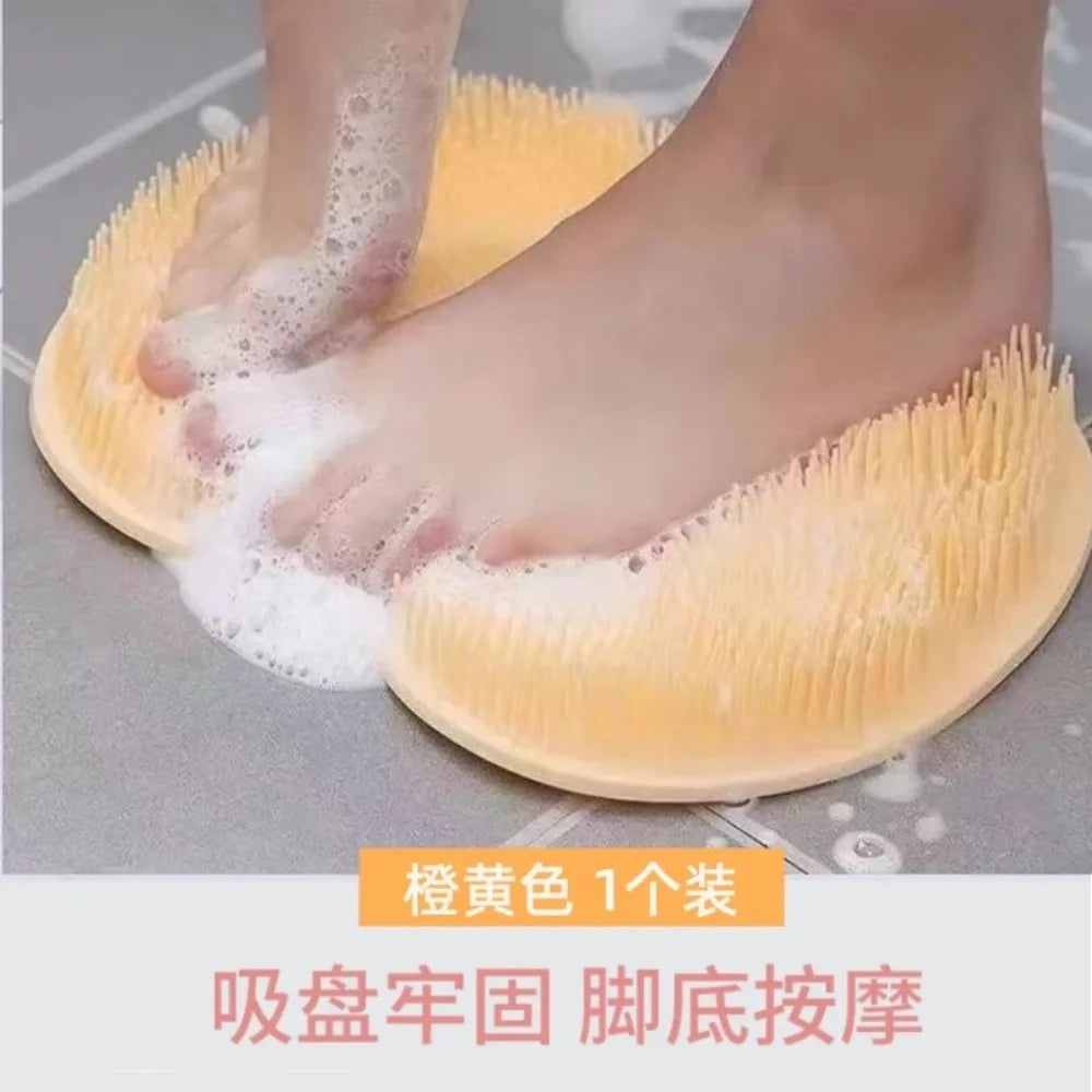 Shower Foot Scrubber Mat Back Washer Exfoliating Bath Wash Pad Wall Mounted Slip Suction Cups for Use in Cleaner Men and Women
