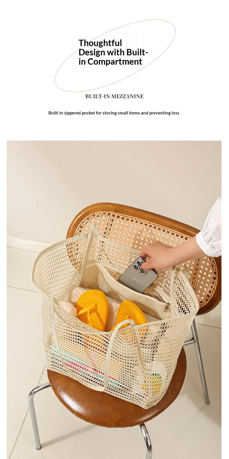 Homefish Large Capacity Woven Polyester Beach Tote Bag For Women Durable Open Top For Travel Shopping Daily Outdoor Use