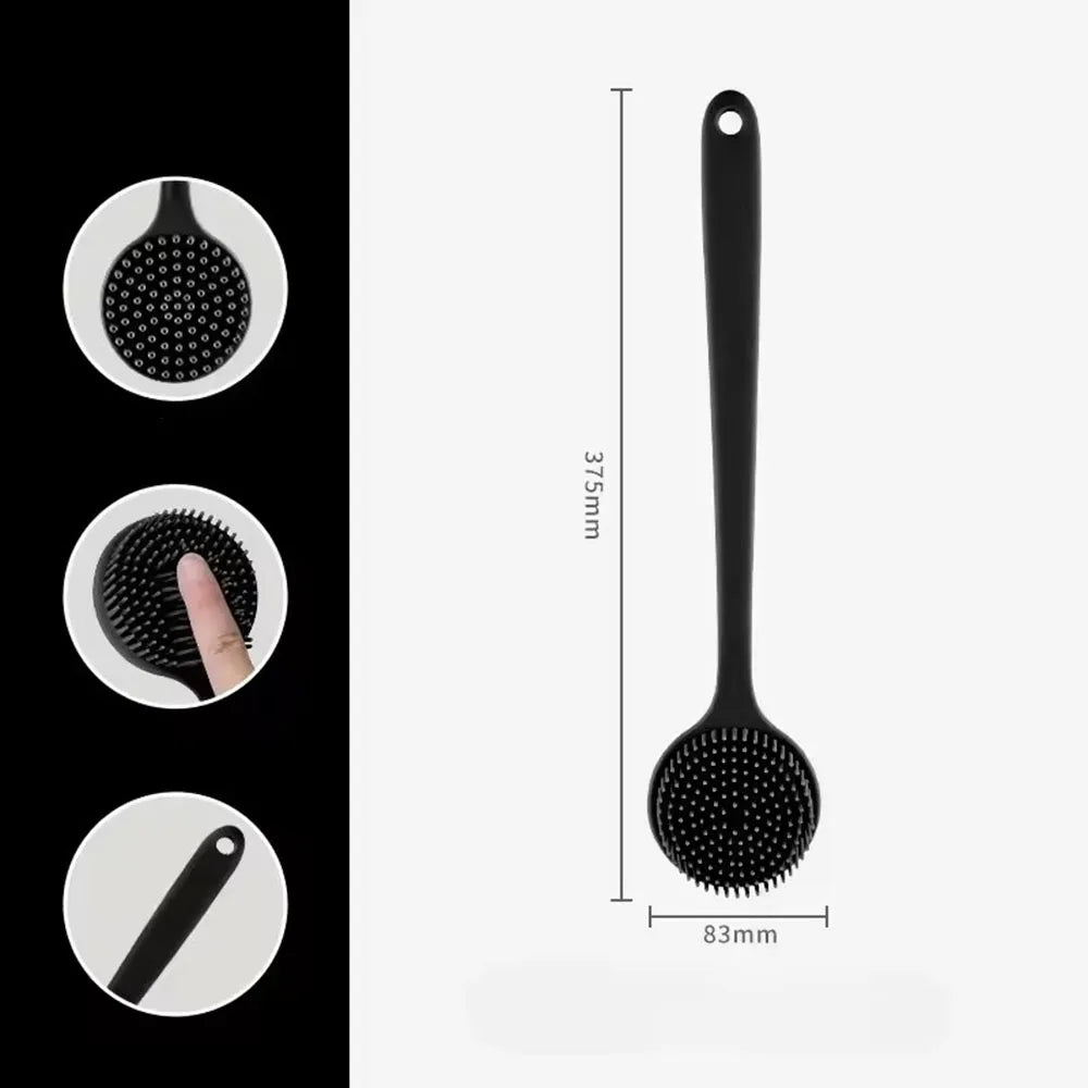 1pc Silicone Back Scrubber Brush for Shower Long Handle Body Deep Cleansing and Exfoliating Massage Double-Sided Soft Bristles