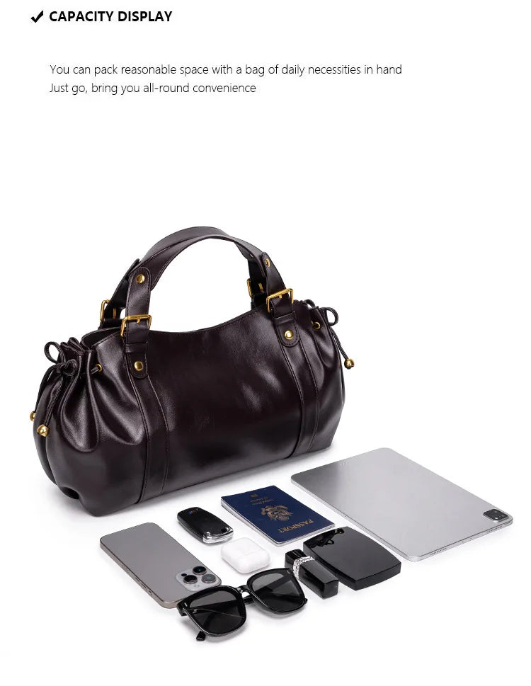 Women's Simple Crossbody Bag Elegant And Versatile Boston Style Work Interior Polyester Soft Handbag