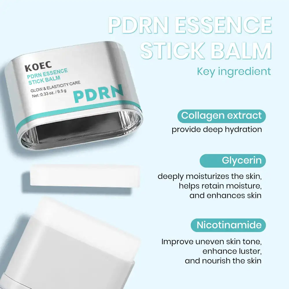 Portable PDRN Essence Stick Balm Moisturizing Glowing Firming Anti-Wrinkle Enhance Elasticity Collagen Niacinamide Glycerin