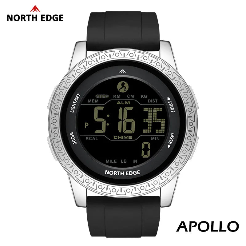 NORTH EDGE APOLLO Luxury Men Women Digital Watch Waterproof 50M Sports Watches Dual Time Pedometer Alarm Clock Couple's Watches