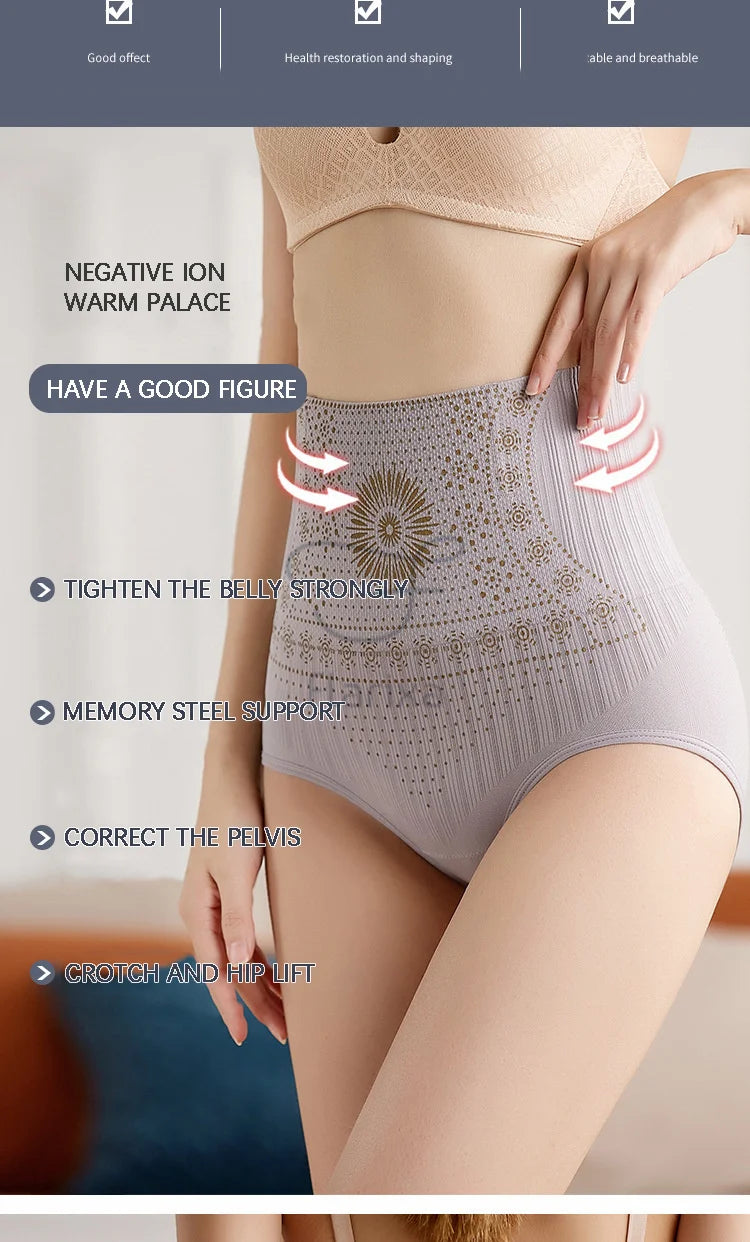 Flarixa Seamless High Waist Postpartum Panties Women's Abdomen Hip Lift Briefs Body Shaping Pants Plus Size Breathable Underwear