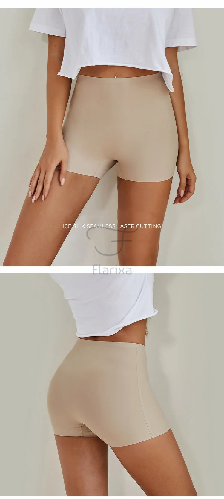 Flarixa Safety Pants High Waist Women's Shorts Under The Skirt Ice Silk Seamless Panties Breathable Boxer Briefs Cycling Shorts