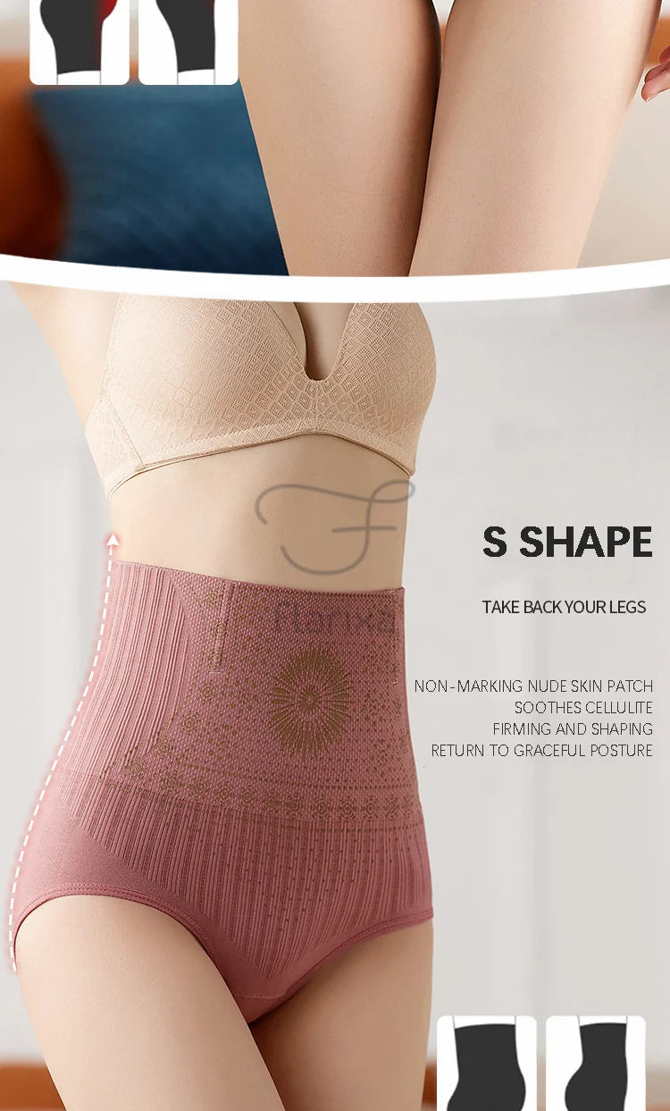 Flarixa Seamless High Waist Postpartum Panties Women's Abdomen Hip Lift Briefs Body Shaping Pants Plus Size Breathable Underwear